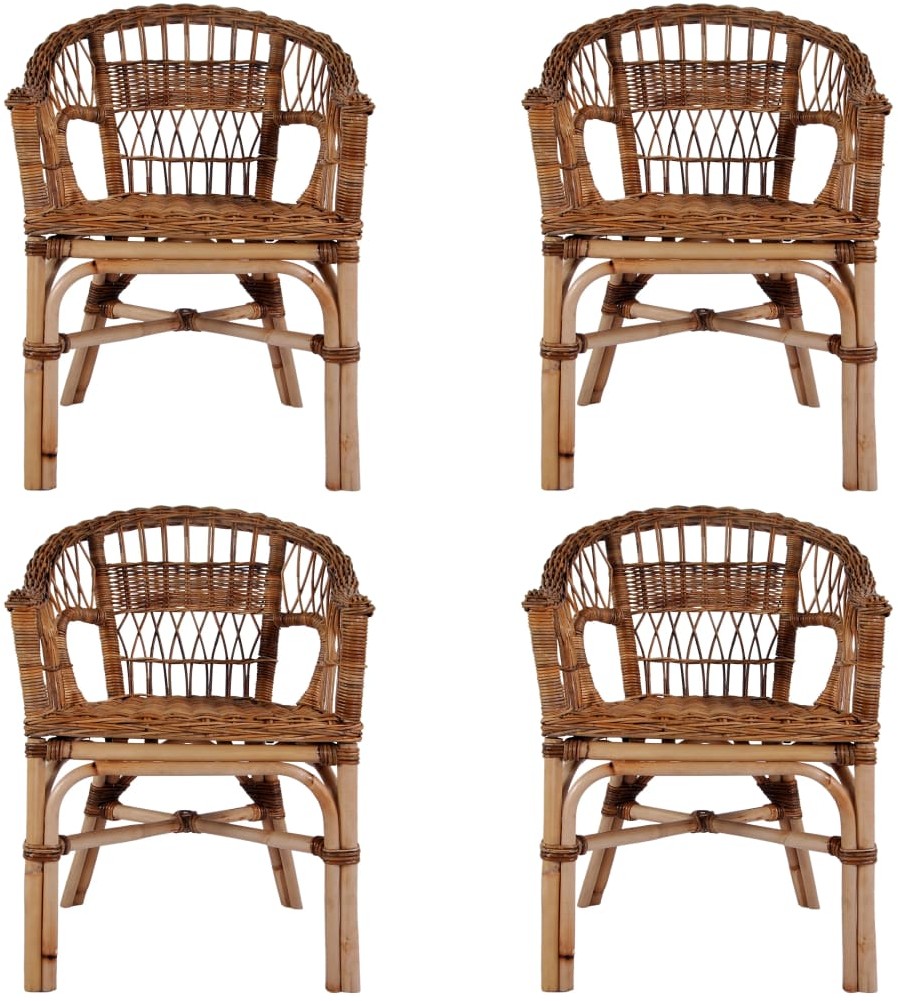 vidaXL Krzesła ogrodowe, 4 szt, naturalny rattan, 55x59x81 cm, brązowe