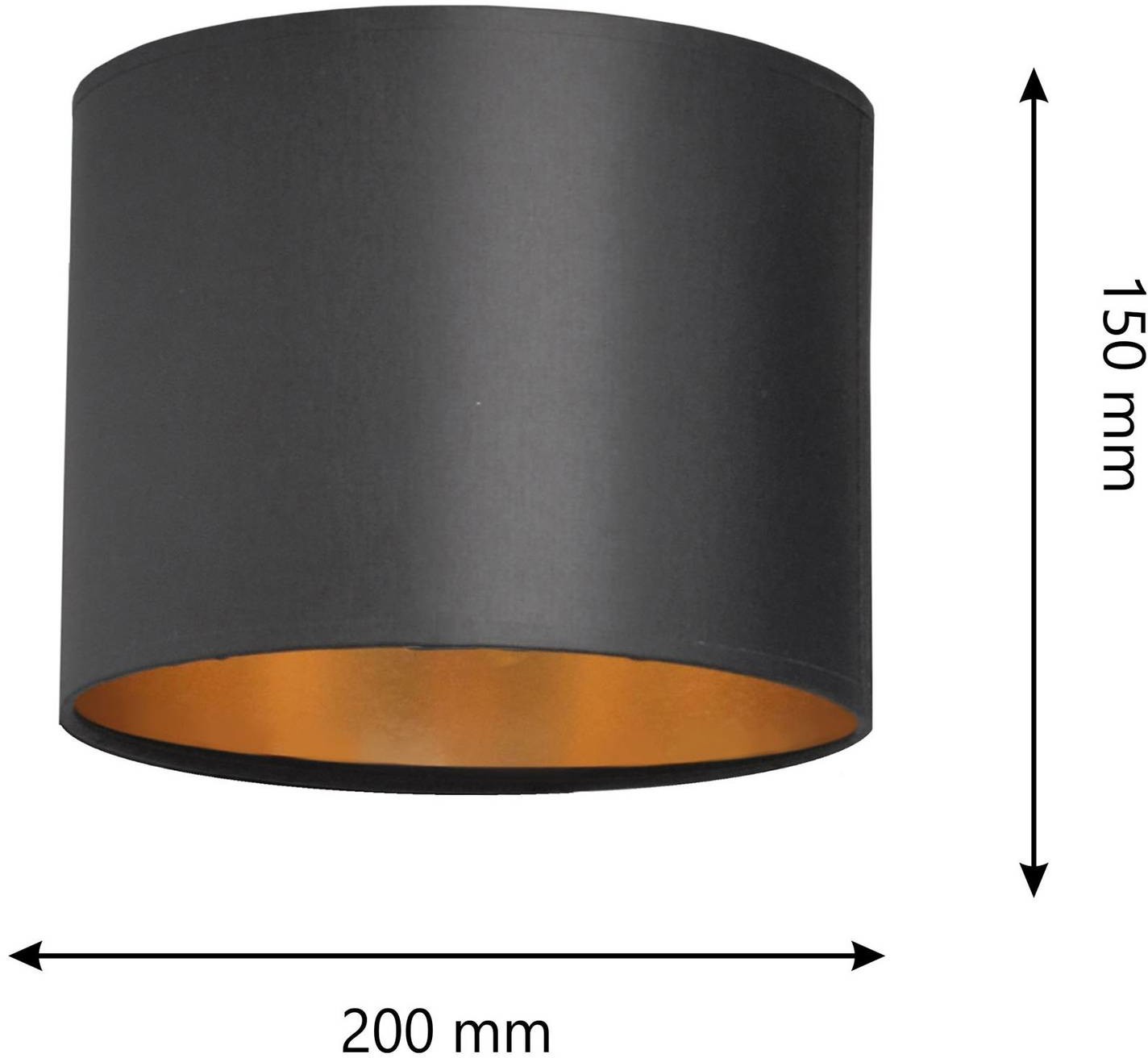 EULUNA Klosz Alba,  20 cm, E27, czarny/złoty