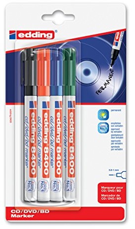 Edding 8400 CD-Marker końcówka okrągła 4 sztuki sortowane kolorystycznie 8404/4 ONPACK