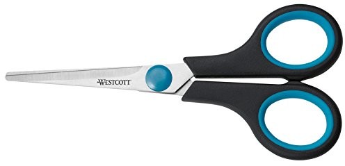 Westcott E-30250 00 nożyce z uchwytem Softgrip, ostrza ze stali nierdzewnej, kolor uchwytu niebieski/czarny 13 cm E-30250 00