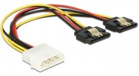 Delock Cable Power Molex 4-pinowa wtyczka > 2 X SATA 15 Pin gniazdo z metalu 20 cm 85237