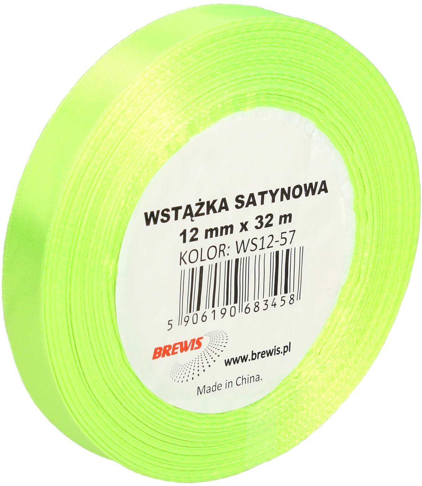 Brewis Wstążka dekoracyjna satynowa 12mmx32m jasnozielona 57