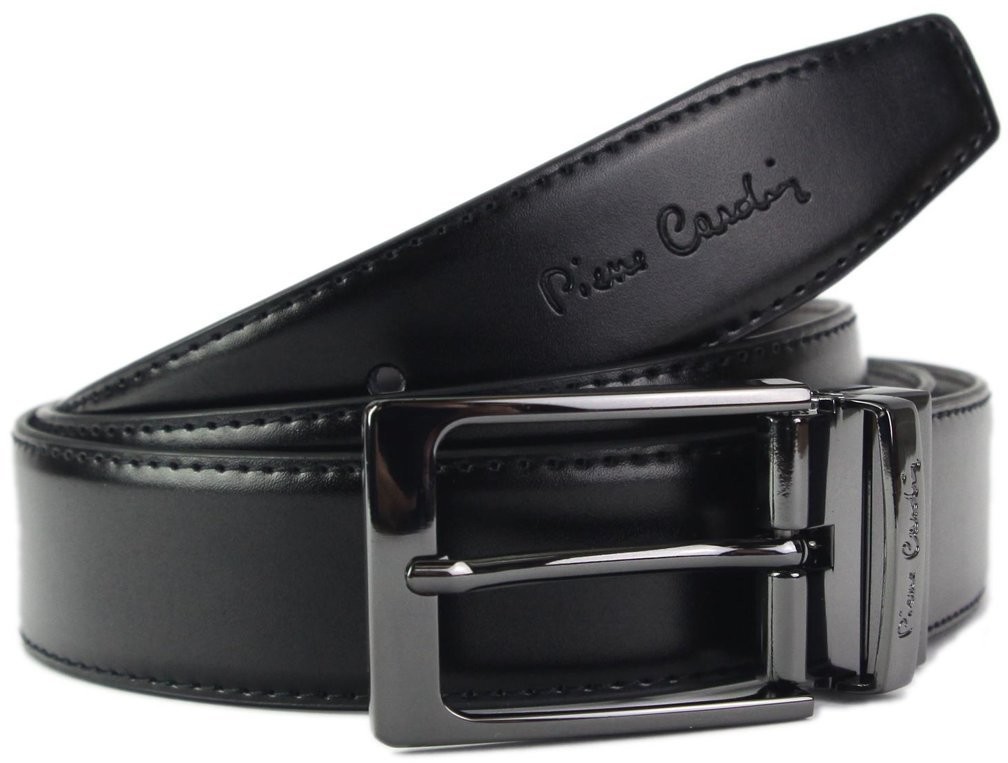 Pierre Cardin Uniwersalny czarny męski Pasek FWJX5 DOUBLE BLACK-BROWN