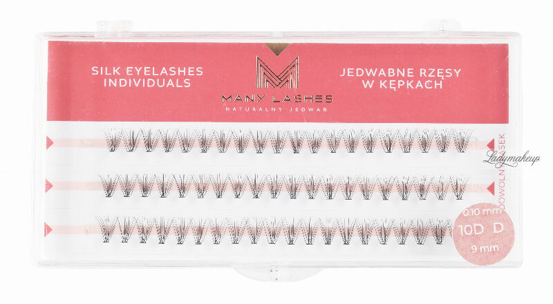 Many Beauty Many Beauty - Many Lashes - Silk Eyelashes Individuals - Jedwabne rzęsy w kępkach - 10D - 0,10 Standard - D-9mm