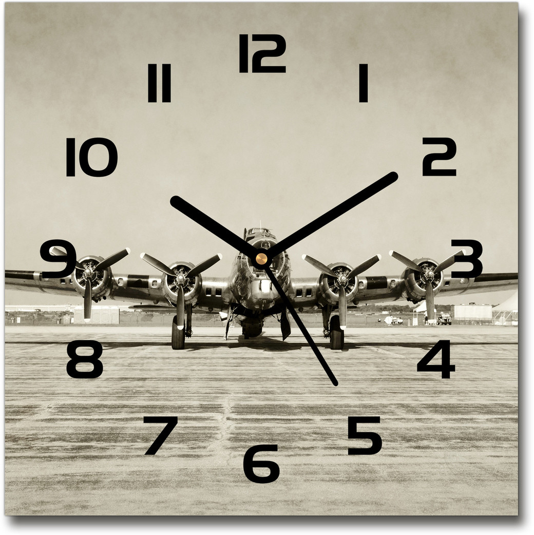 Zegar szklany kwadratowy Stary bombowiec