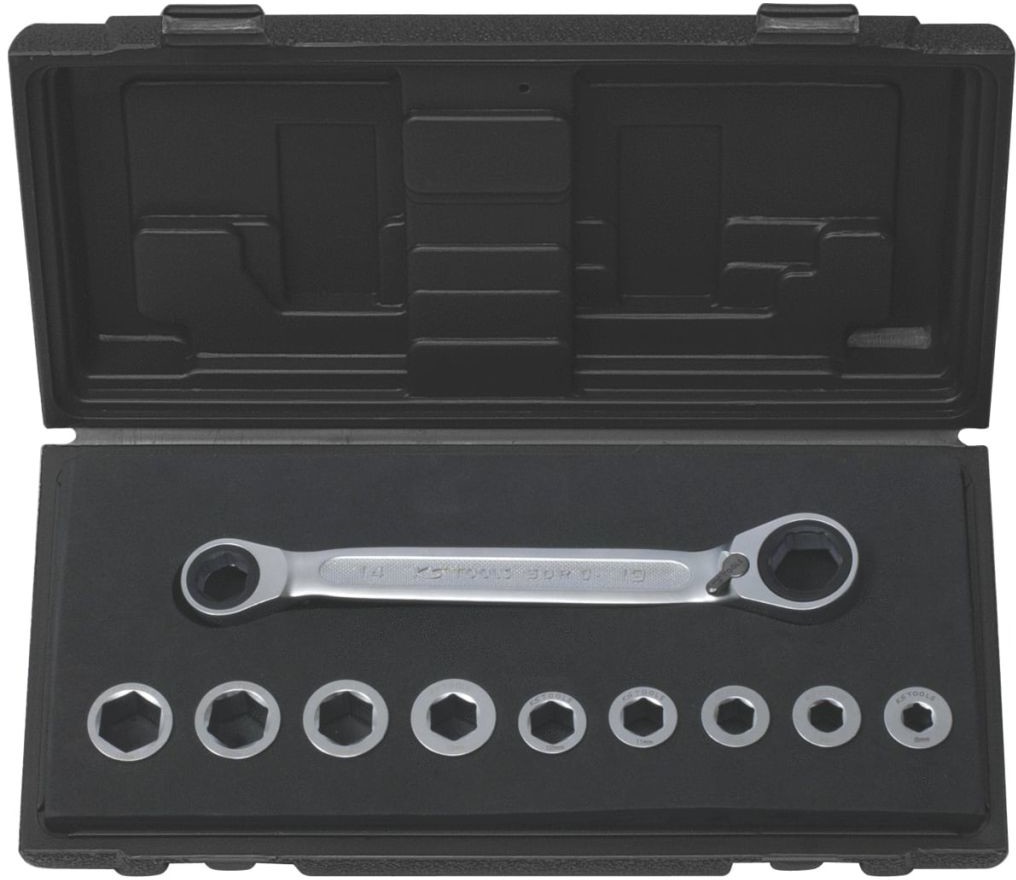 KS Tools Klucz pierścieniowy podwójny, 10 części w zestawie (8-17 mm) (5034645)