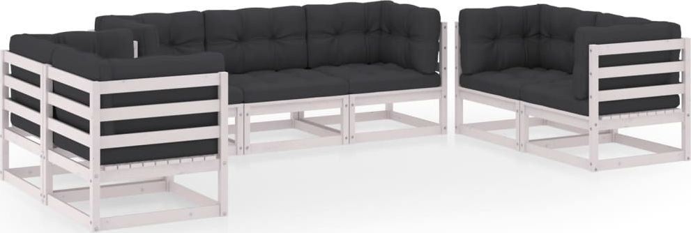 vidaXL 7-cz zestaw wypoczynkowy do ogrodu z poduszkami lita sosna 3076500