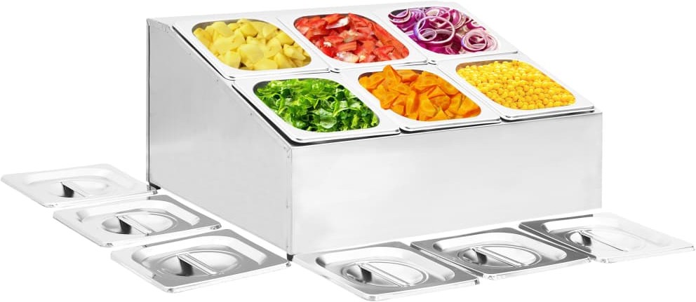 vidaXL Ekspozytor z 6 pojemnikami GN 1/6, stal nierdzewna vidaXL