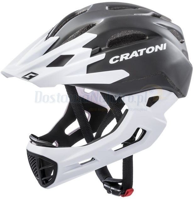 Cratoni Kask freeride full face C-MANIAC odpinany ochraniacz 2w1 czarno biały 112401E3