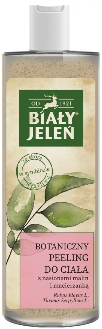 POLLENA Biały Jeleń Botaniczny peeling do ciała z nasionami malin i macierzanką 400 ml