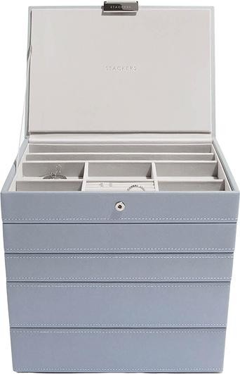 Stackers Szkatułka na biżuterię Stackers pięcioelementowa classic szaroniebieska 73409