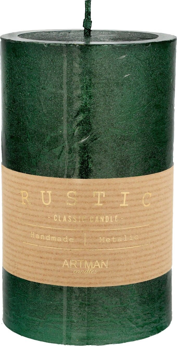 Artman Świeca ozdobna Rustic Metalic zielona walec średni 1szt 989404