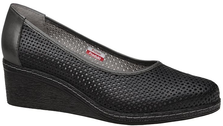 Axel Półbuty Comfort 1818 Czarne buty na Haluksy czółenka na koturnie 20377