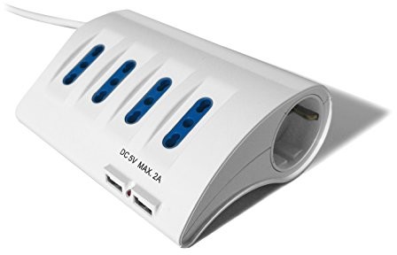 Ewent Rozgałęziacz  z wtyczką włoską, biały EW3934