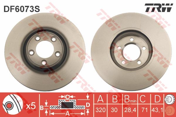 TRW Tarcza hamulcowa DF6073S
