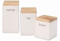 Continenta puszka do przechowywania żywności z ceramiki, kwadratowa, z drewnianą, szczelną pokrywą 1012343210