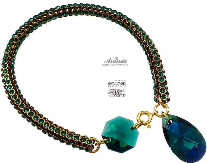 Swarovski Arande Bransoletka EMERALD GOLD CRYSTALLIZED #2 4399729272