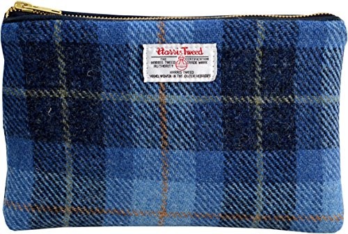 Vagabond Bags Harris Tweedu Blue Check Large Cosmetic Bag Torebka na kosmetyki, 24 cm, niebieski (Mid Blue) HA19
