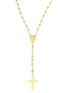 Lovrin Złoty naszyjnik 375 różaniec medalik krzyż kuleczki LP 18K85-FON0092-Y