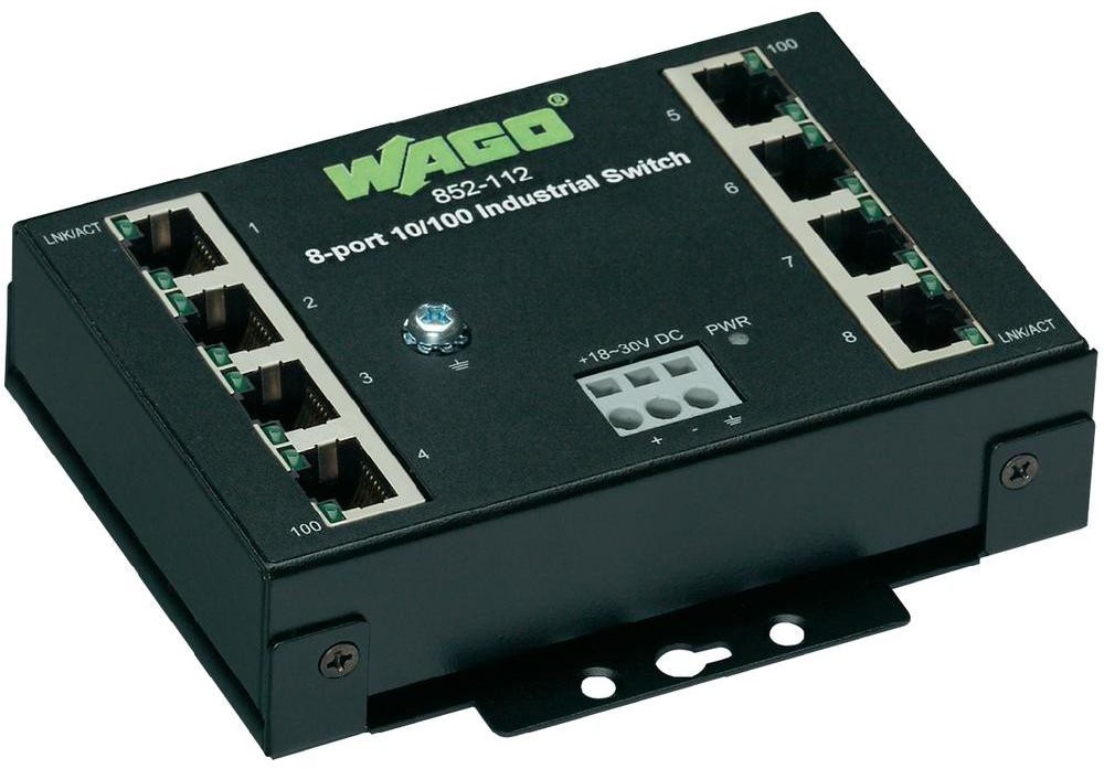 WAGO Przełącznik przemysłowy Ethernet Wago 852-112 18 8-port 100 BASE-TX 8-PORT 100BASE-TX INDUSTR.ECO SWITCH