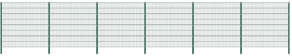 vidaxl Panel ogrodzeniowy ze słupkami, żelazny, 10,2 x 1,6 m, zielony
