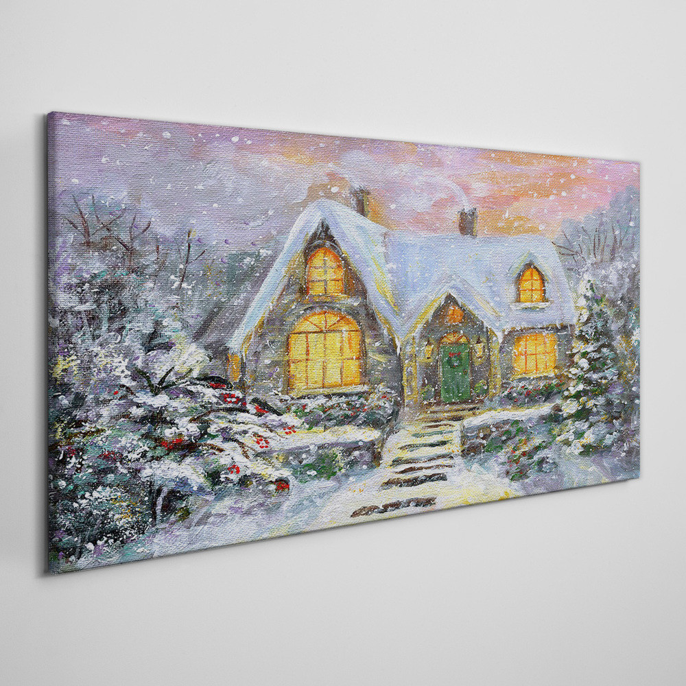 PL Coloray Obraz Canvas zima dom święta śnieg 120x60cm