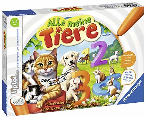 Ravensburger tiptoi: wszystkie moje zwierząt  00776/naucz żartobliwie wartości od 1 do 10 za pomocą obcych zwierząt