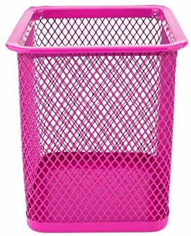 D.Rect Metalowy prostokątny pojemnik na długopisy | pojemnik na długopisy z drutu | pojemnik na długopisy z siatki | wielofunkcyjny kubek na długopisy, różowy 110849