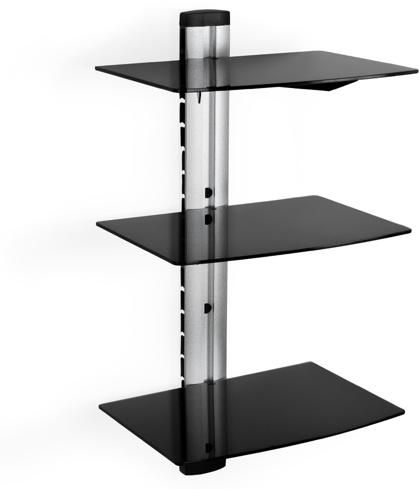 tectake Półka ścienna z 3 poziomami na odtwarzacz DVD, 80x42x34cm - czarny 400349