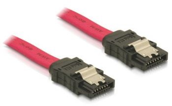 Delock KABEL SATA DATA II 3GB/S) 50CM Z ZATRZASKAMI METALOWYMI CZERWONY