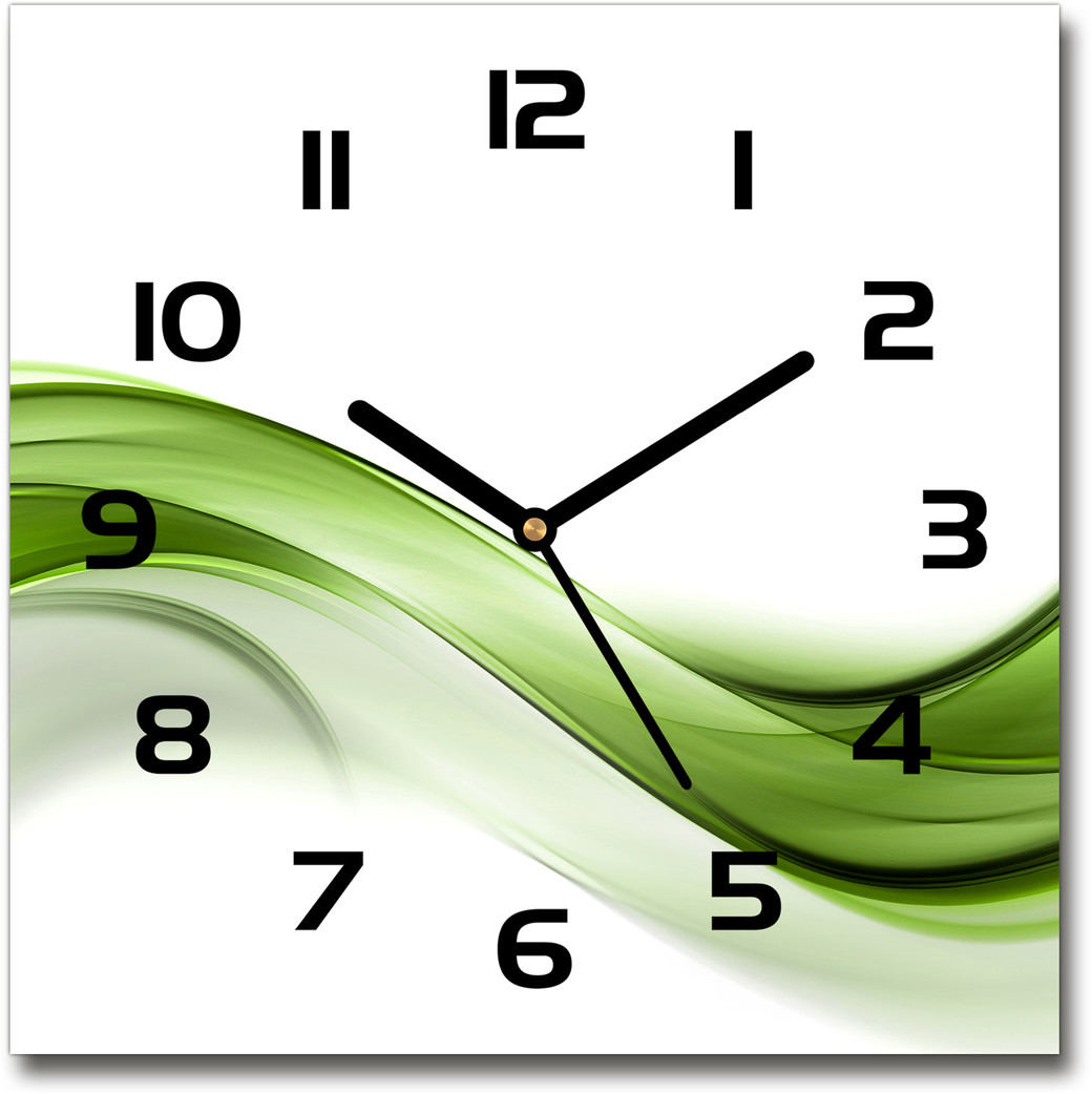 Zegar szklany na ścianę Zielona fala