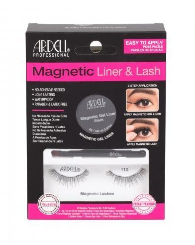 Ardell Magnetic Liner & Lash 110 zestaw Magnetyczne rzęsy 110 1 para+ Magnetyczny eyeliner 2 g Black + Pędzelek do eyelinera 1 szt Black