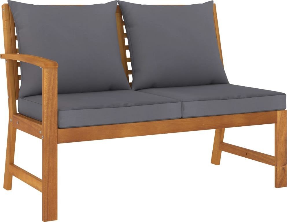 vidaXL Ławka ogrodowa 114,5 cm ciemnoszare poduszki drewno akacjowe 311839
