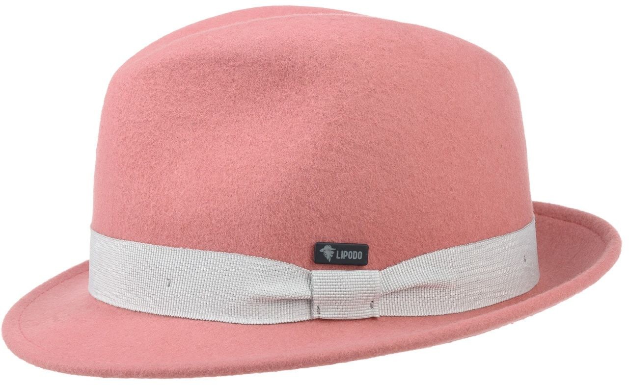 Kapelusz Dziecięcy Filc Wełniany Trilby by Lipodo, różowy, One Size