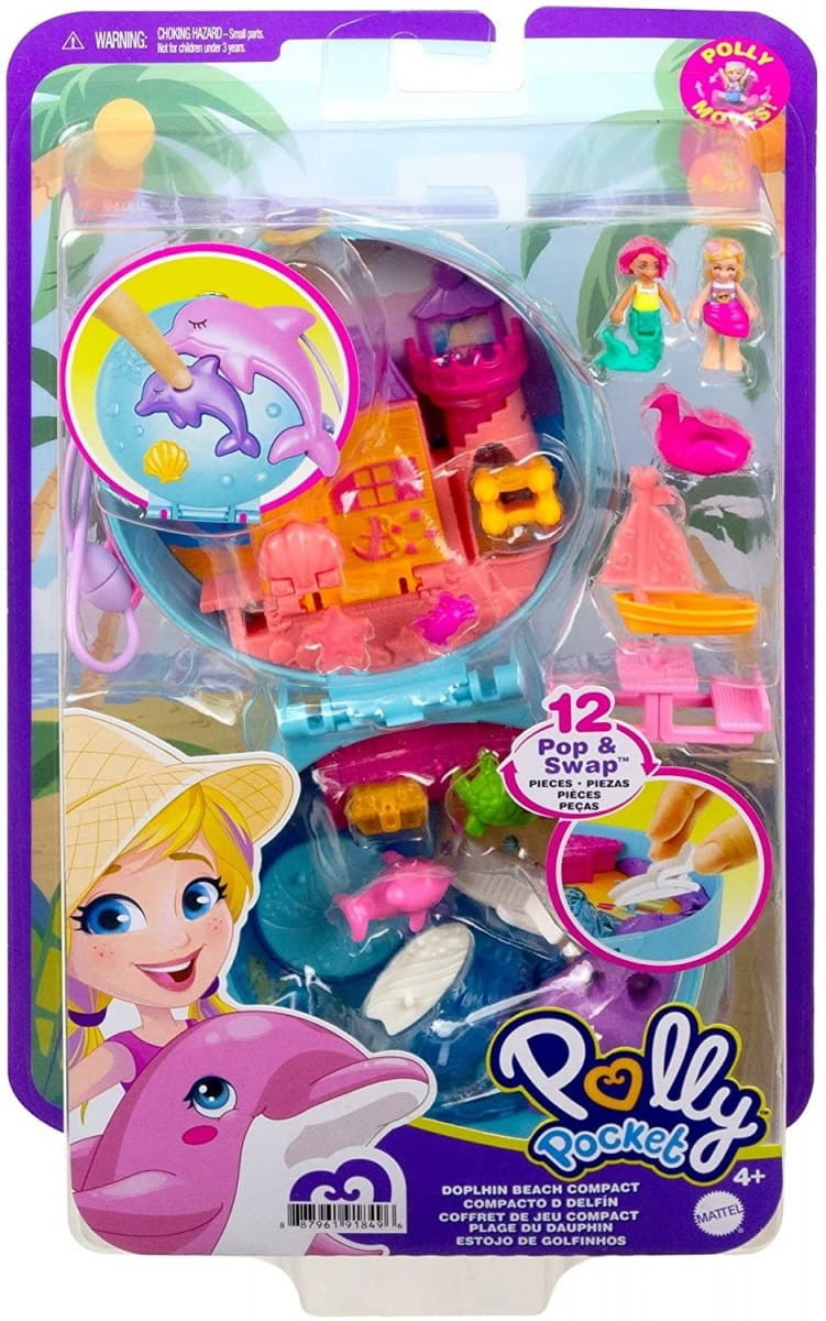 Mattel Zestaw figurek Polly Pocket Plaża delfinka Zestaw kompaktowy 5_816217