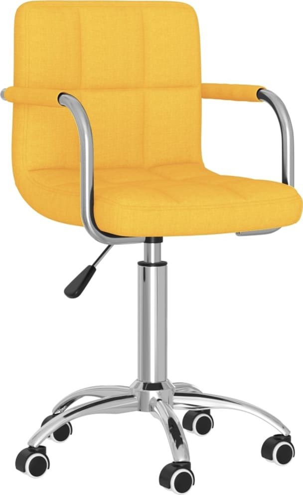 vidaXL Obrotowe krzesło stołowe musztardowe tapicerowane tkaniną 3085477