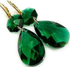 Swarovski NOWE! piękne kolczyki EMERALD JOLIE GOLD