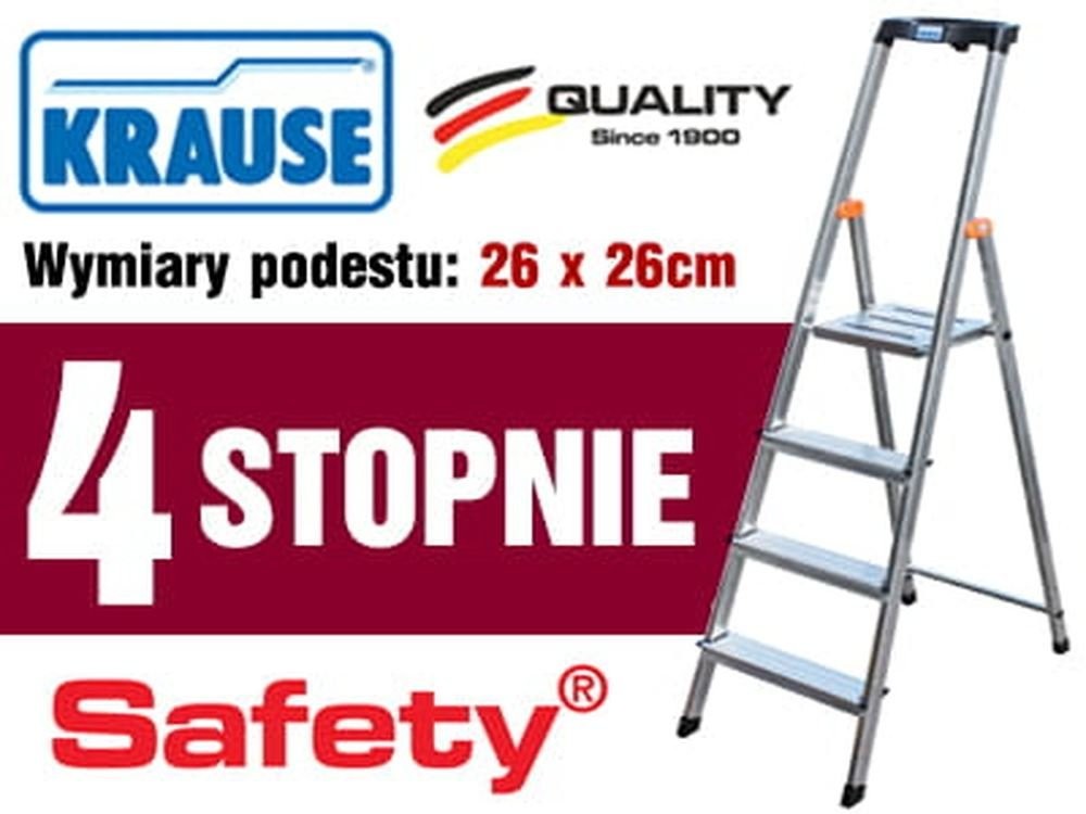 Krause 996 99674623 Aluminiowa drabina domowa Safety 4 stopniowa wysokość robocza 2,85m) 74623-uniw