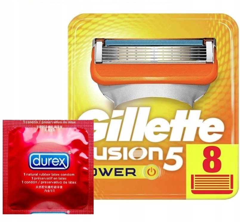 Gillette 8 x Fusion5 Power Ostrza Wkłady + Gratis