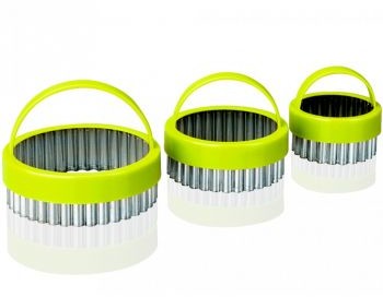Ibili Komplet wykrawaczy okrągłych karbowanych do ciastek 724000 3 szt. 50 mm 60 mm 70 mm zielone 724000