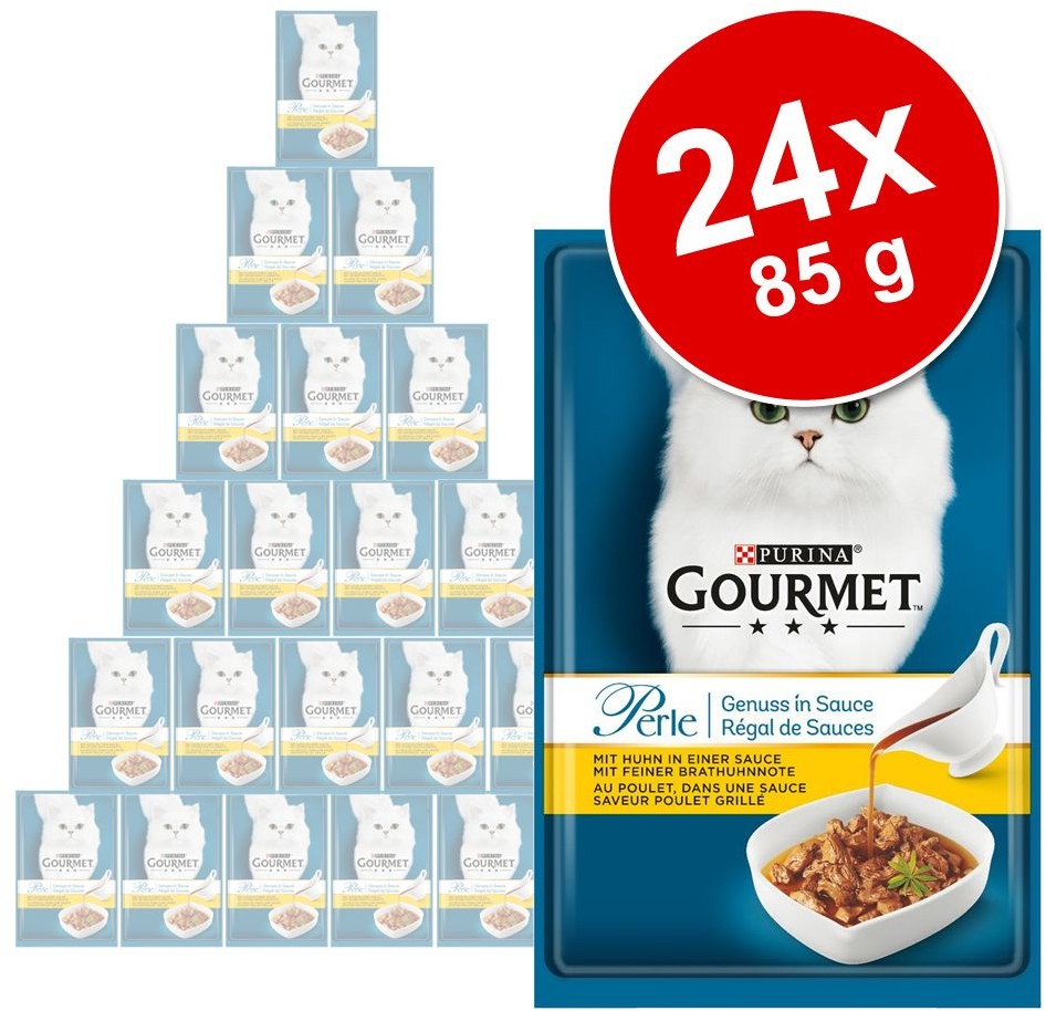 Purina Gourmet Megapakiet Perle w sosie, 48 x 85 g - Tuńczyk w sosie z nutami owoców morza