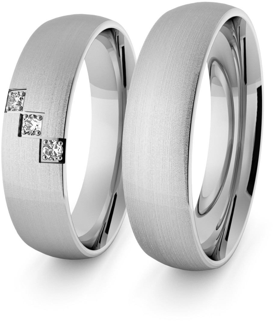 Eminence Obrączki ślubne klasyczne z białego złota niklowego 5 mm z brylantami - 17 Au-classic-5-17