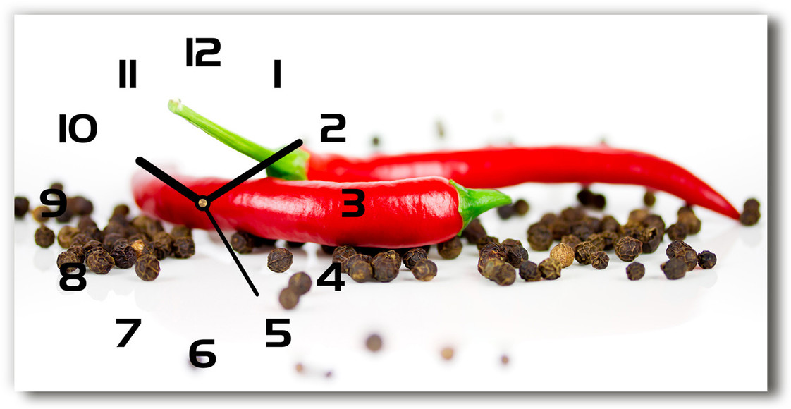 Zegar ścienny szklany Chilli i pieprz