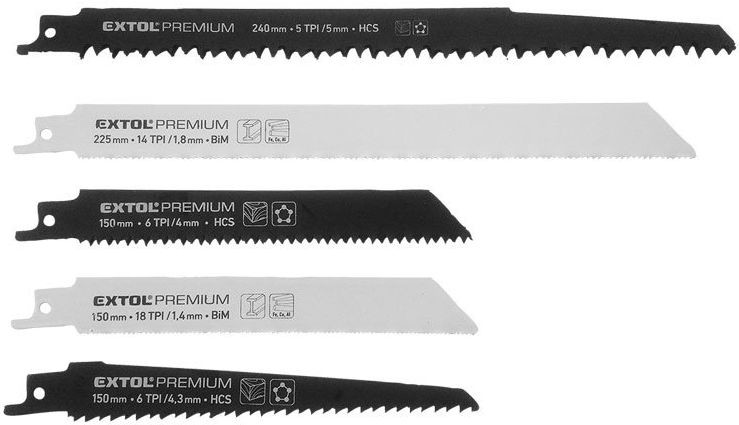 EXTOL PREMIUM Brzeszczoty do wyrzynarki 5szt, HCS, BIM 8806000
