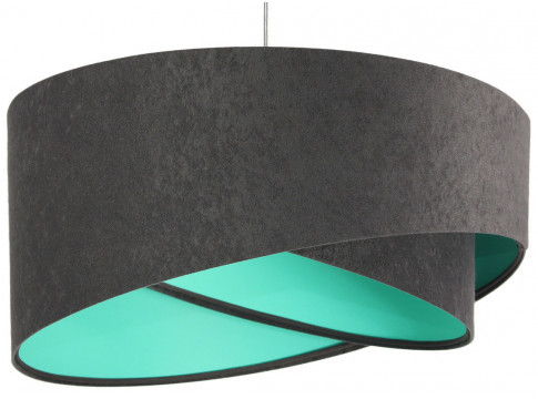 Grafitowo-miętowa lampa wisząca z weluru - 22X EX991 W0-H89