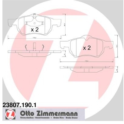ZIMMERMANN Zestaw klocków hamulcowych, hamulce tarczowe 23807.190.1