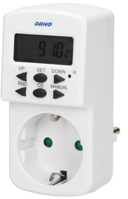 Orno Programator czas. elektr. 1800W, 8(1)A schuko OR-PRE-428(GS)