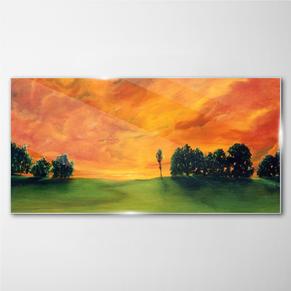 PL Coloray Obraz na Szkle drzewa zachód słońca niebo 100x50cm