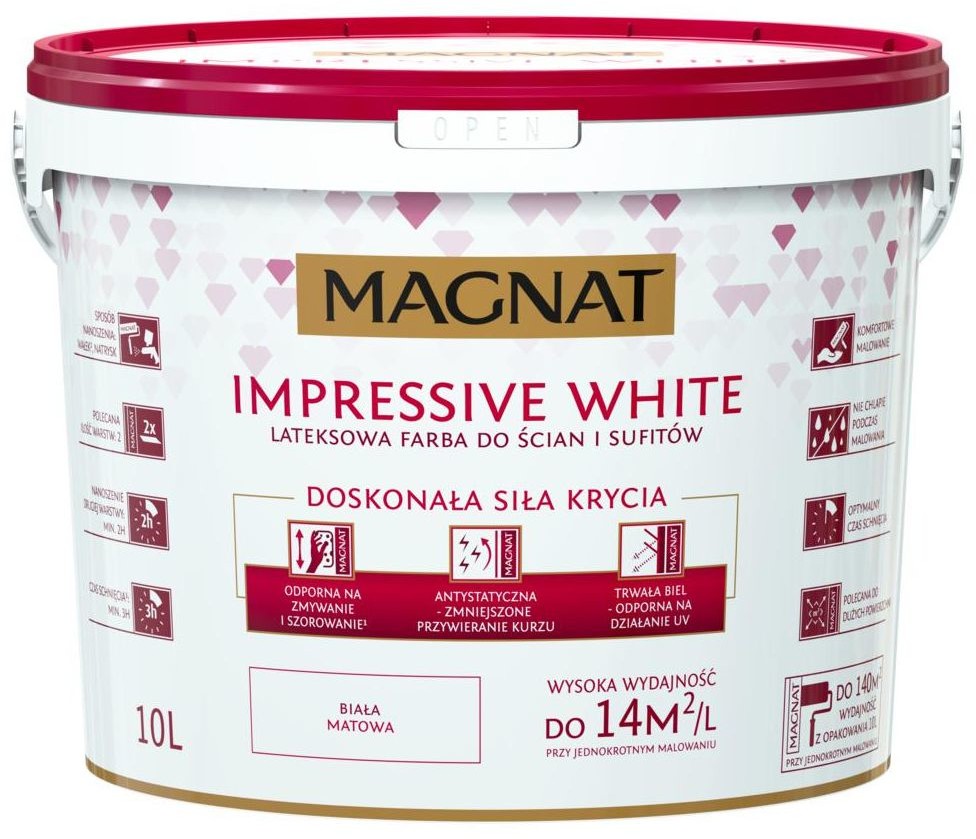 Magnat Farba Impressive white Biały 10 l
