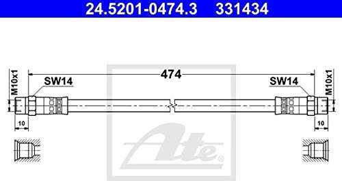 ATE 24.5201  0474.3 Wąż hamulcowy 24.5201-0474.3